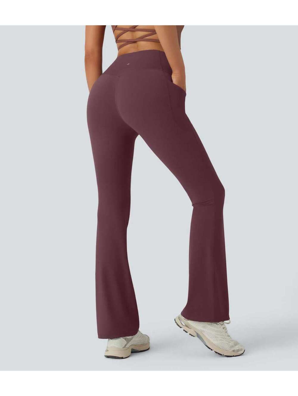 Halara UltraSculpt High Waisted Tummy Control Bootcut Leggings Burgundy Large